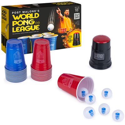 Post Malone World Pong League Beer Drinking Game for Bachelor Party Outdoor Games With Plastic Cups and Ping Pong Balls, for Adults Ages 18 and Up