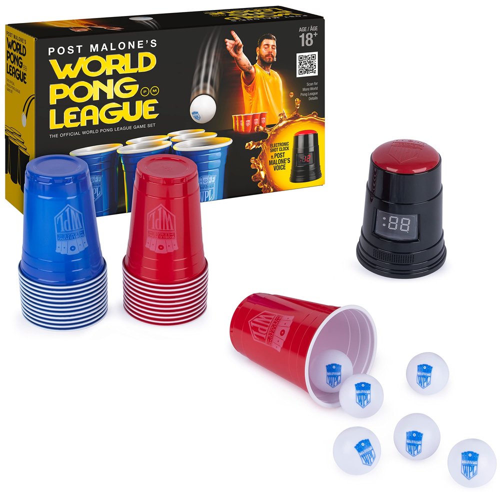 Post Malone World Pong League Beer Drinking Game for Bachelor Party Outdoor Games With Plastic Cups and Ping Pong Balls, for Adults Ages 18 and Up