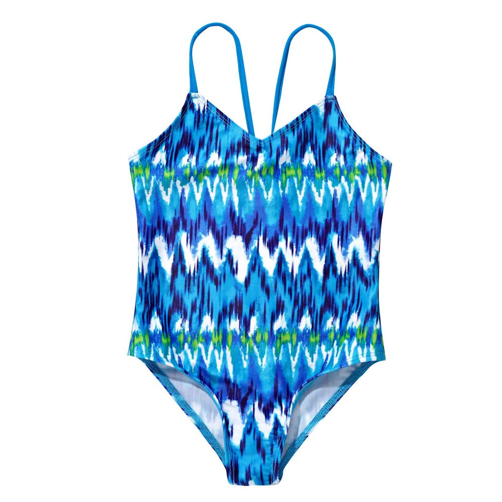 YONGHS Toddler Baby Girls One Piece Swimsuit Spaghetti Shoulder Straps Criss Cross Backless Leotard Swimwear Lake_Blue 3T