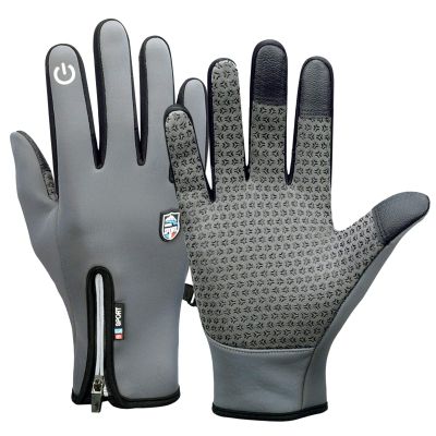 FUFU Gloves Mens Winter Gloves Whole Palm Touchscreen Knit Gloves with Anti-Slip SiliconeLightweight Snug-Fit (Color : Gray, Size : L)