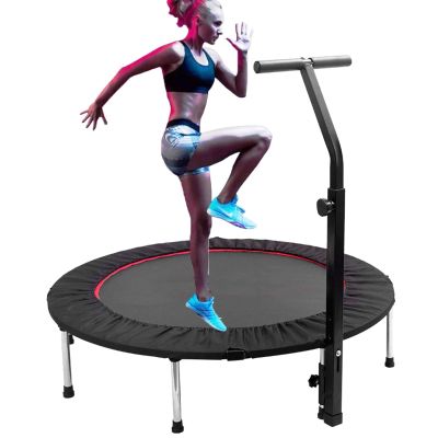 TXTC Fitness Trampoline,Waist Drum Spring,Foldable and Easy to Carry,Built-in Metal Sheet,75-120CM 5-Speed Armrest,Fitness Bag, Small Trampoline for Adults and Kids Workout and Exercise