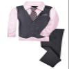Johnnie Lene JL40 Pinstripe Boys Formal Dresswear Vest Set Gray/Pink 2T