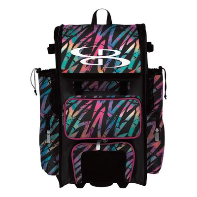 Boombah Rolling Superpack 2.0 Baseball/Softball Gear Bag - 23-1/2" x 13-1/2" x 9-1/2" - Rainbow Scratch Multicolor - Telescopic Handle - Holds 4 Bats - Wheeled Version