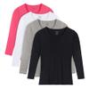 Brix Baby Toddler Girls' Long Sleeve - Tees Crew Neck Cotton Flexy 4 - Pack Ts. (White, Black, Pink, Heather Grey, 3T) view 1