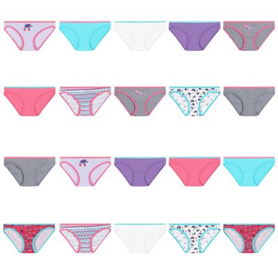 Hanes girls Hanes Girls' 100% Cotton Tagless Panties, Available 10 and 20 Pack Bikini Style Underwear, Assorted, 14 US