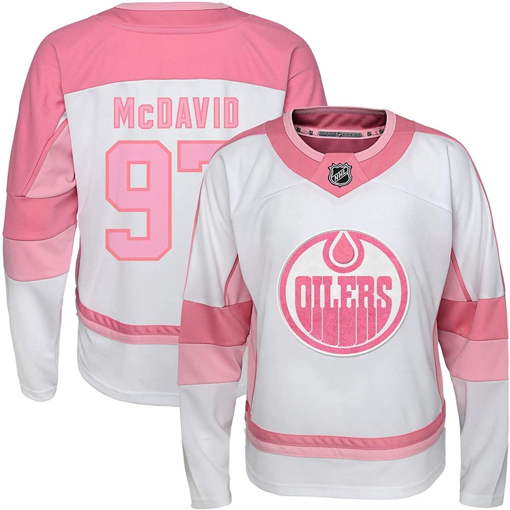 Outerstuff NHL Infant Toddler Girls White Pink Fashion Premier Player Jersey (Connor McDavid Edmonton Oilers, 2T)