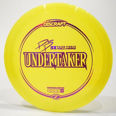 Discraft Paige Pierce Z-Line Undertaker  Signature Series Disc Golf Distance Driver, Pick Color/Weight [Stamp & Exact Color May Vary] Yellow 173-174 Grams