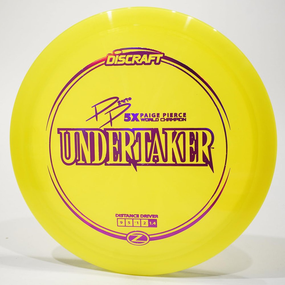 Discraft Paige Pierce Z-Line Undertaker  Signature Series Disc Golf Distance Driver, Pick Color/Weight [Stamp & Exact Color May Vary] Yellow 173-174 Grams