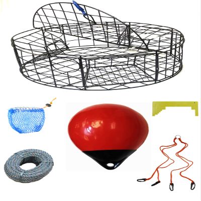 KUFA Sports 30" Vinyl Coated Crab Trap with & Accessories Combo with Bait Bag with Rubber Easy Locker (Stretched mesh Size 3/4") (CT110+CA30L1)