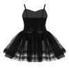 VernLan Girls Spaghetti Strap Tulle Ballet Dress Leotard Skirt Ballerina Swan Performance Dance Wear Costumes Black 3-4 view 2