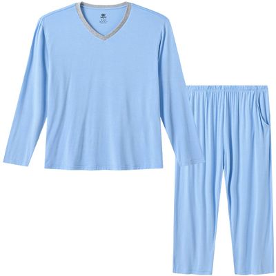 MoFiz Men Pajama Sets, Mens Sleepwear Set Long Sleeve Ultra Soft Comfy Lounge Pj's Sleep Sets Blue L