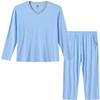 MoFiz Men Pajama Sets, Mens Sleepwear Set Long Sleeve Ultra Soft Comfy Lounge Pj's Sleep Sets Blue L view 1