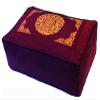 Boon Decor Rectangular Zafu Seat Meditation Cushion Buckwheat and Kapok Fill - Silkscreen Sacred Symbols (Longevity Burgundy) view 1