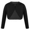 Jelory Kids Flower Girl Knitted Cardigan Sweater Long Sleeve Open Front One Button Wedding Dress Bolero Shrug Black 6 view 1
