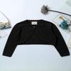 Jelory Kids Flower Girl Knitted Cardigan Sweater Long Sleeve Open Front One Button Wedding Dress Bolero Shrug Black 6 view 3