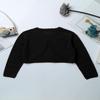 Jelory Kids Flower Girl Knitted Cardigan Sweater Long Sleeve Open Front One Button Wedding Dress Bolero Shrug Black 6 view 4
