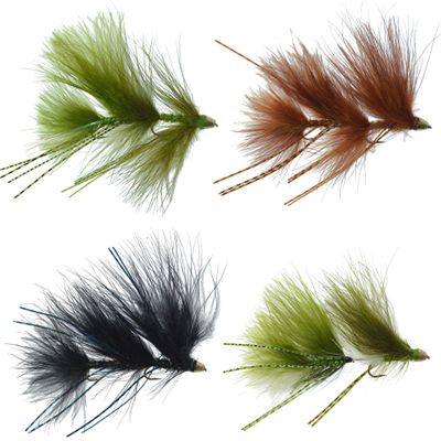 The Fly Fishing Place Circus Peanut Envy Articulated Streamers Sampler Assortment Trout Bass Fly Fishing Flies - Set of 4-4 Colors - Hook Size 6