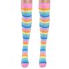 winying Colorful Striped Thigh High Stockings Over The Knee Socks/Elbow Length Gloves for Halloween Costume Fun Party Cosplay Pink Gloves view 2