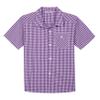 Bienzoe Boys Short Sleeve Shirt: Kids Button Down Plaid Tops Purple/White 5/6 view 1