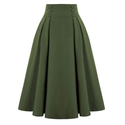 NREALY New Women's High Waist Pleated A Line Long Skirt Front Slit Belted Maxi Skirt
