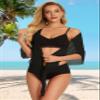 Swimsuit Coverups for Women Sarong Beach Bikini Wrap Sheer Short Skirt Chiffon Scarf for Swimwear (Black,2XL) view 3