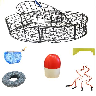 KUFA Sports 30" Vinyl Coated Crab Trap with & Accessories Combo with Bait Bag with Rubber Easy Locker (Stretched mesh Size 3/4") (CT110+CAQ31)