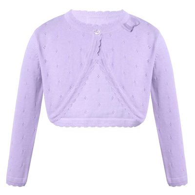 Jelory Kids Flower Girls Knit Cardigan One Button Closure Wedding Dress Bolero Shrug Z1 Bowknot Purple 4T