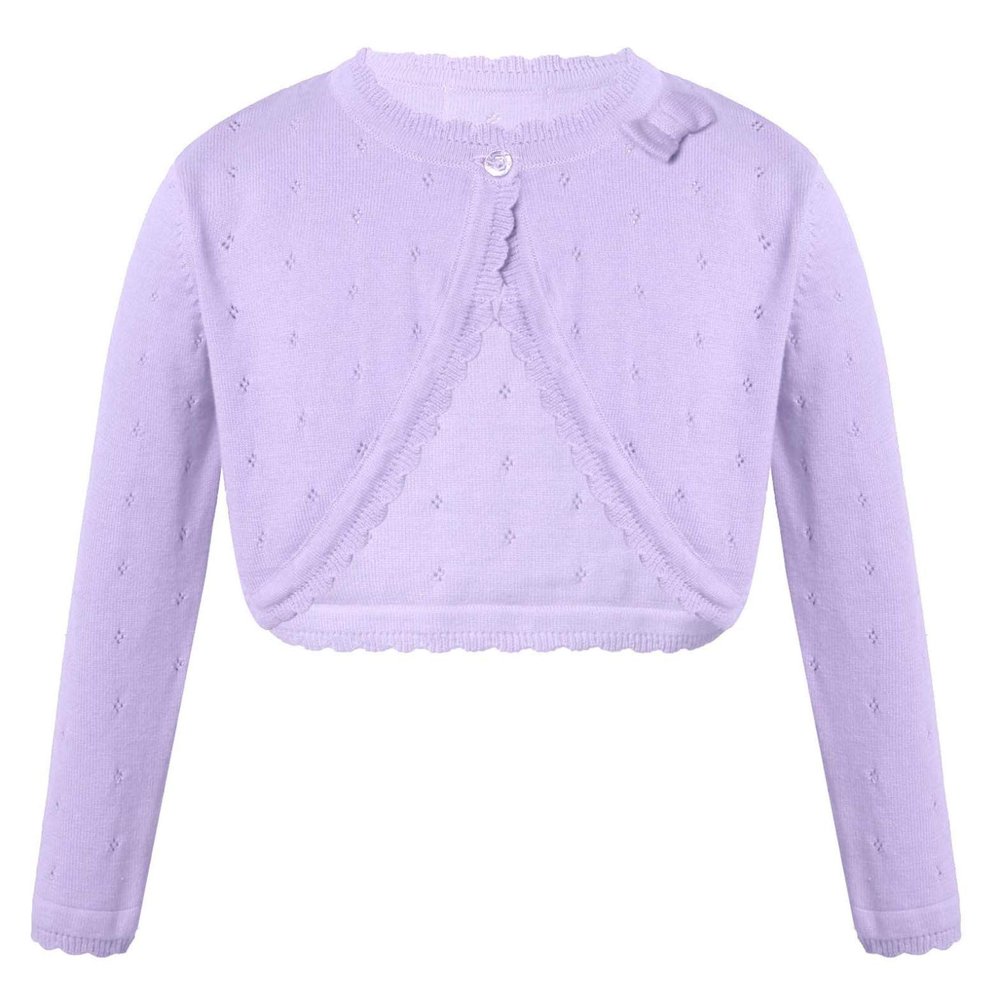 Jelory Kids Flower Girls Knit Cardigan One Button Closure Wedding Dress Bolero Shrug Z1 Bowknot Purple 4T
