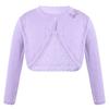Jelory Kids Flower Girls Knit Cardigan One Button Closure Wedding Dress Bolero Shrug Z1 Bowknot Purple 4T view 1