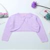 Jelory Kids Flower Girls Knit Cardigan One Button Closure Wedding Dress Bolero Shrug Z1 Bowknot Purple 4T view 3