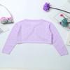 Jelory Kids Flower Girls Knit Cardigan One Button Closure Wedding Dress Bolero Shrug Z1 Bowknot Purple 4T view 4