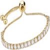 14K Gold Plated Cubic Zirconia Tennis Bracelets for Women Rose Gold Plated Diamond AAA+ Cubic Zirconia CZ Dainty Classic Adjustable Slider Bracelet Silver Fashion Jewelry Wedding Gift view 1
