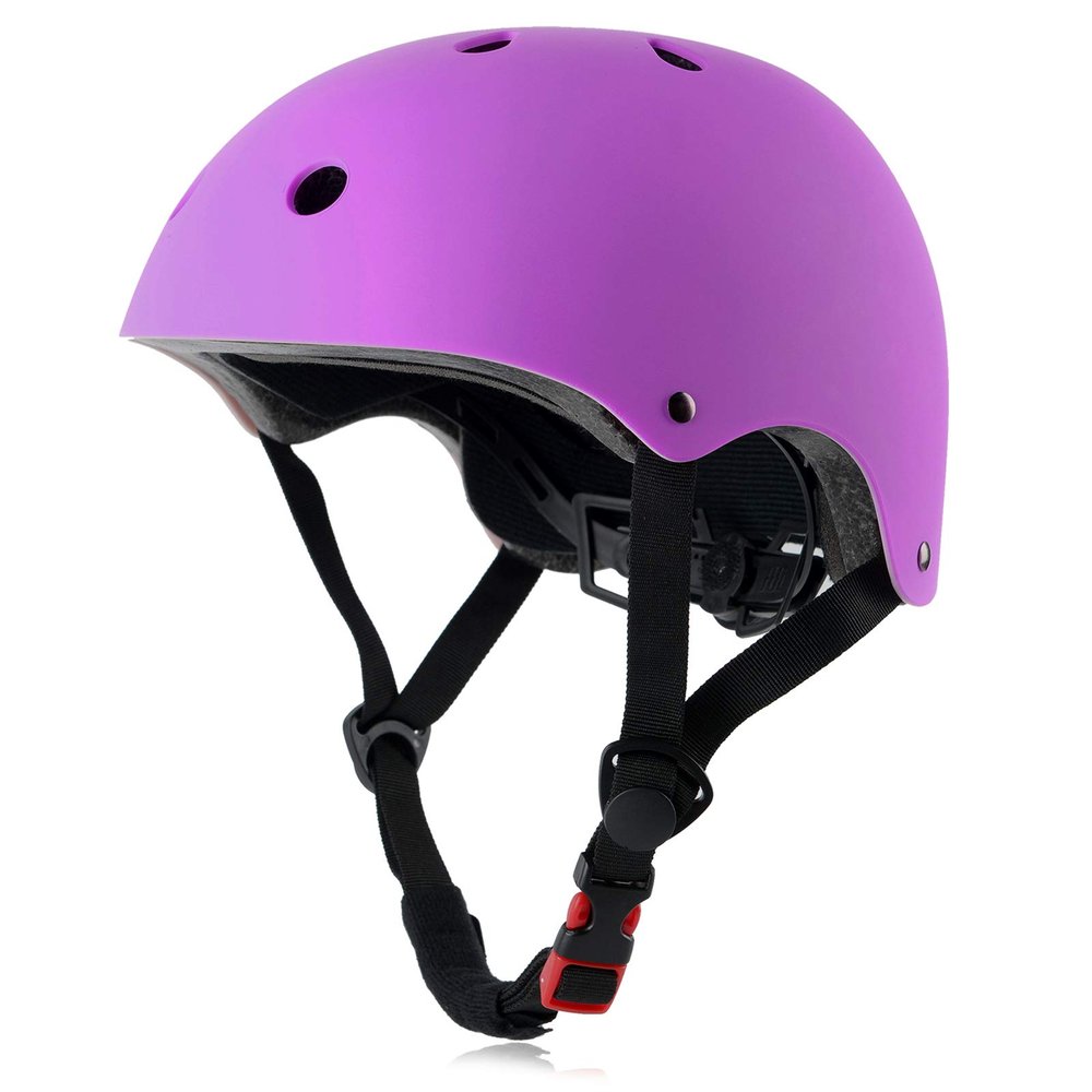 OUWOR Kids Skateboard Bike Helmet for Boy and Girl, Lightweight Adjustable, Multi-Sport for Bicycle Skate Scooter (Purple, Small)