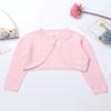 Jelory Kids Flower Girl Knitted Cardigan Sweater Long Sleeve Open Front One Button Wedding Dress Bolero Shrug Pink 12 view 3