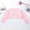 Jelory Kids Flower Girl Knitted Cardigan Sweater Long Sleeve Open Front One Button Wedding Dress Bolero Shrug Pink 12 view 4