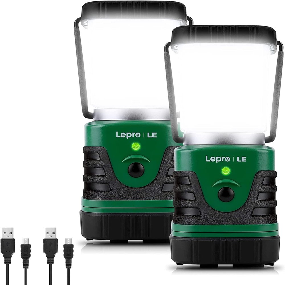 Lighting EVER LED Camping Lantern Rechargeable, 1000LM, 4 Light Modes, 4400mAh Power Bank, IP44 Waterproof, Lantern Flashlight for Hurricane Emergency, Hiking, Home and More, USB Cable Included