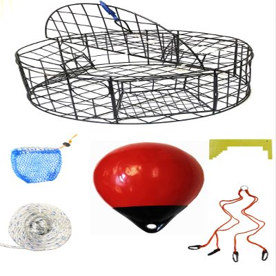 KUFA Sports 30" Vinyl Coated Crab Trap with & Accessories Combo with Bait Bag with Rubber Easy Locker (Stretched mesh Size 3/4") (CT110+CA30M1)