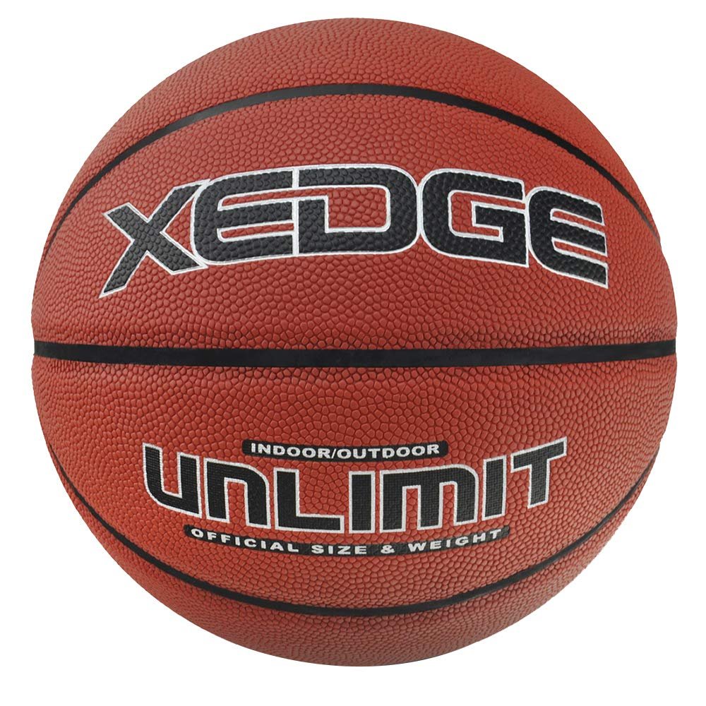 XEDGE Basketball Size 5/6/7 Composite Leather Street Basketball Indoor Outdoor Game Ball with Needle,Pump and Carry Bag (red, Size 6)