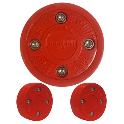 Better Biscuit The Solid Off-ice Hockey Puck - 2 Pack, red