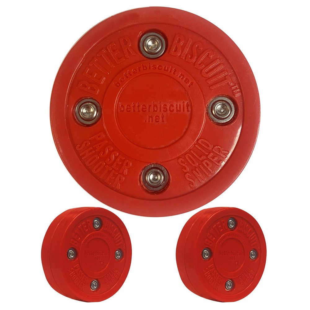 Better Biscuit The Solid Off-ice Hockey Puck - 2 Pack, red