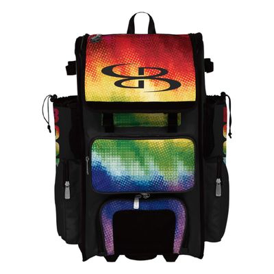 Boombah Superpack Hybrid Rolling Bat Bag - PIxelpop Bat Pack Multicolor - Wheeled & Backpack Version