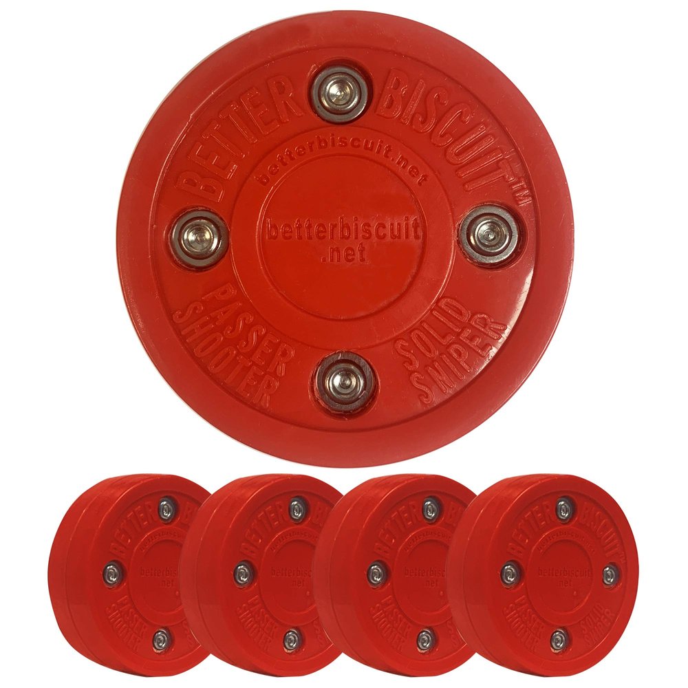 Better Biscuit The Solid Off-ice Hockey Puck - 4 Pack, Red
