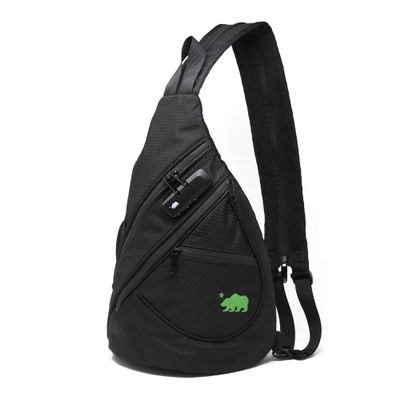 Cali Crusher Sling - 100% Smell Proof/Convertible Shoulder Pack (Black/Green)