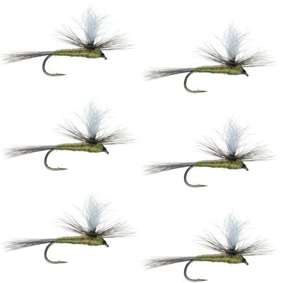 The Fly Fishing Place Parachute Blue Winged Olive BWO Classic Trout Dry Fly Fishing Flies - Set of 6 Flies Size 20