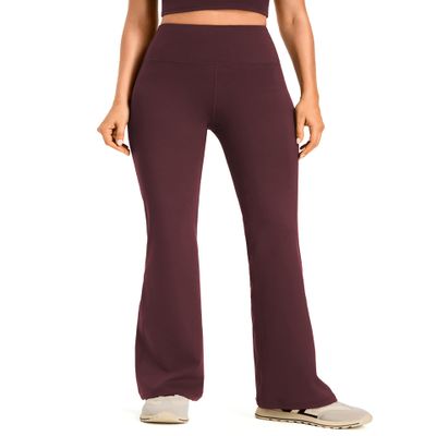 AFITNE Yoga Pants for Women Bootcut Pants with Pockets High Waisted Workout Bootleg Yoga Pants Flared Long Athletic Gym Pants Maroon - XL