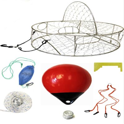 KUFA Sports 30" Stainless Steel Wire Crab Trap with Zinc Anode & Accessories Combo (CT100A+CA30S4+ZIN)