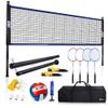 GSE Games & Sports Expert Outdoor Portable Badminton/Volleyball Complete Set with Net System, 4 Badminton Paddles, 3 Shuttlecocks, Volleyball, Boundary Line. Great for Backyards, Parks, Beach, Lawn view 1