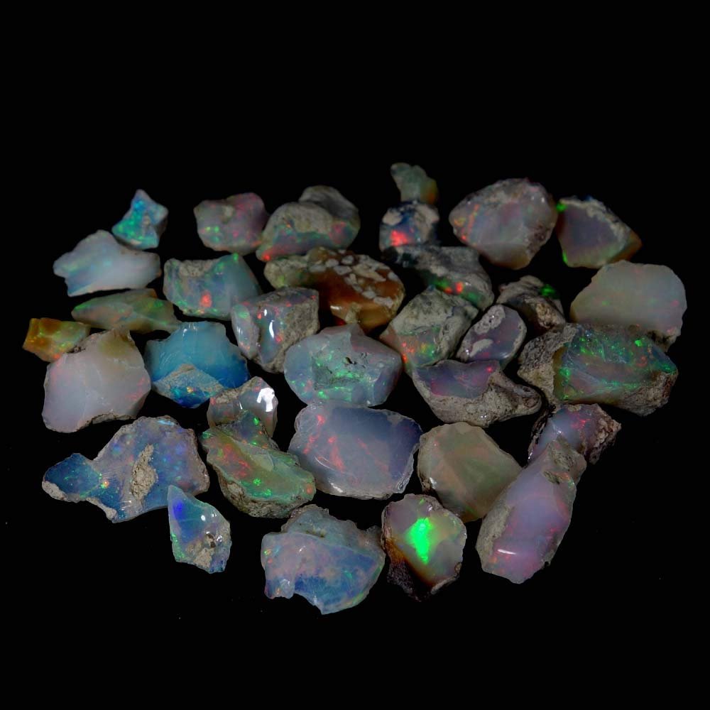 GovindStore Natural Fire Opal Rough Gemstone, Raw Crystals Gemstone, Ethiopian Opal Rock, Jewelry Making Supplies, Chakra Healing, Energy Stone, Meditation, Art-Crafts-DIY Stone, 25 carats, 4 to 5pcs