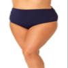 Anne Cole Plus Size High-Waist Shirred Bottoms Navy 22W view 1