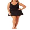 Anne Cole Plus Size Shirred Over-The-Shoulder Underwire Swimdress Navy 24W view 4